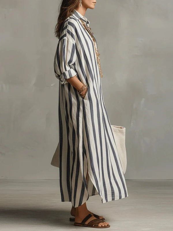 SummerMuse – Relaxed V-Neck Linen Maxi Dress