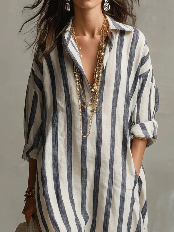 SummerMuse – Relaxed V-Neck Linen Maxi Dress