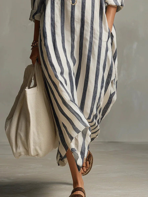 SummerMuse – Relaxed V-Neck Linen Maxi Dress