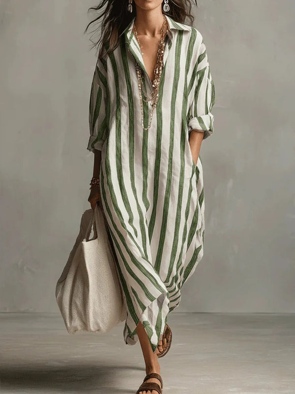 SummerMuse – Relaxed V-Neck Linen Maxi Dress