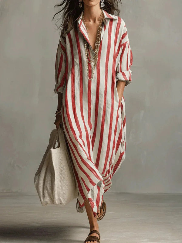 SummerMuse – Relaxed V-Neck Linen Maxi Dress
