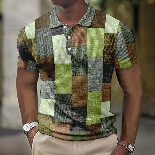 PlaidFlex – Vintage Waffle Polo Shirt