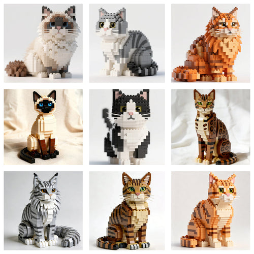 PawCraft – Detailed Feline Brick Model Collection