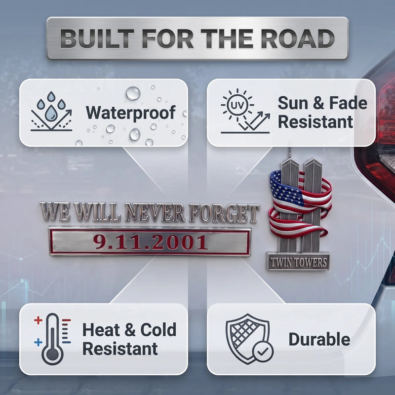 MemoHonor – 9/11 Memorial American Flag Car Emblem