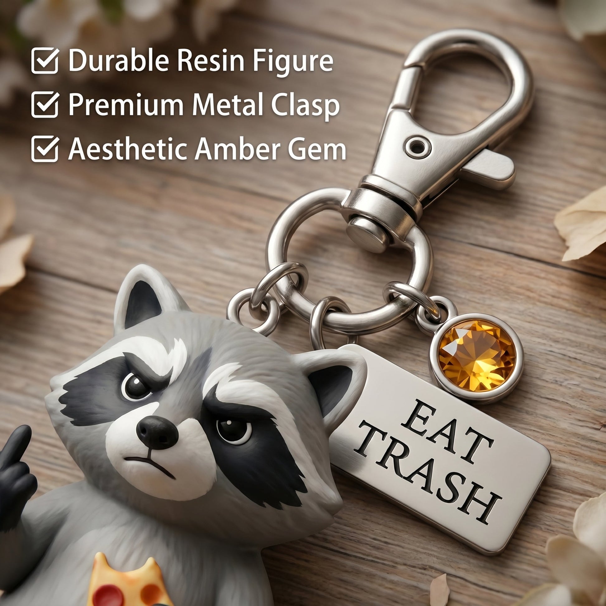 The "Zero F*cks" Trash Panda Keychain & Poem Set 🦝🍕 | Ultimate Dumpster Fire Survival Gift