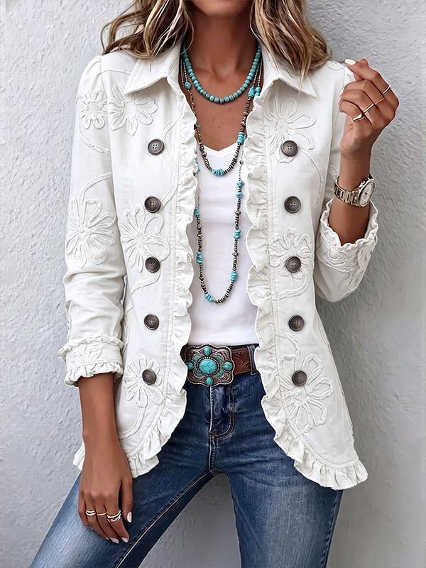 BohoLynne – Floral Embroidered Ruffled Jacket