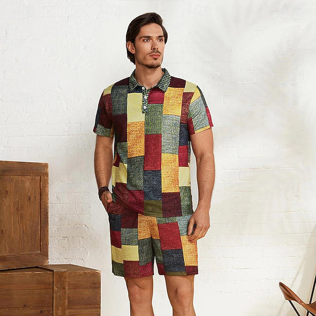 PlaidFlex – Vintage Waffle Polo Shirt
