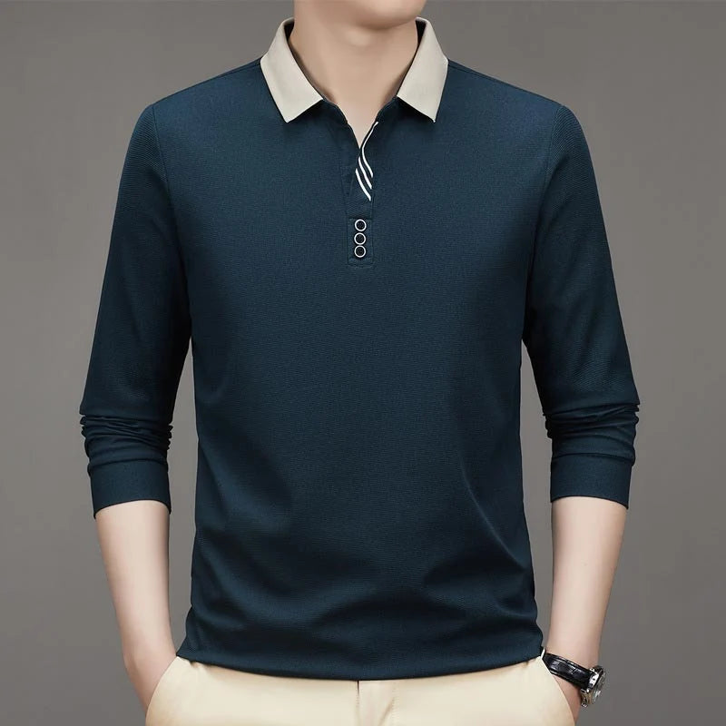 EliteWear – Men’s Modern Lapel Collar T-Shirt