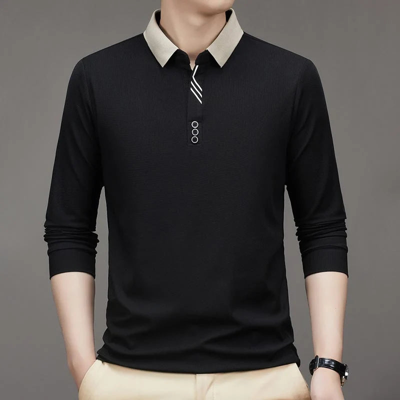 EliteWear – Men’s Modern Lapel Collar T-Shirt