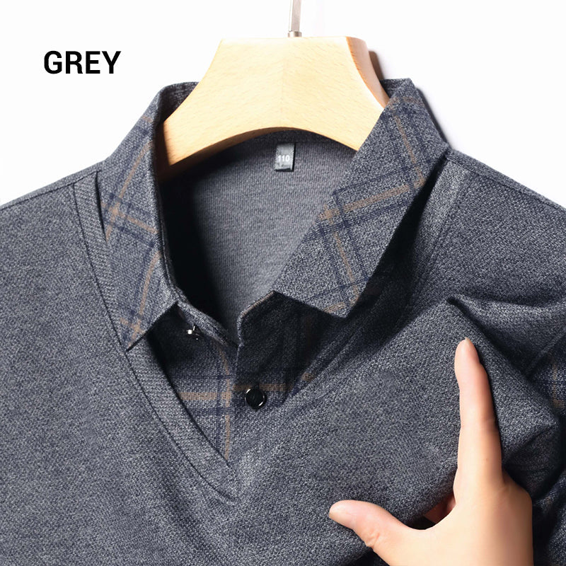 EliteLayer – Classic Faux Layered Long Sleeve Polo Shirt