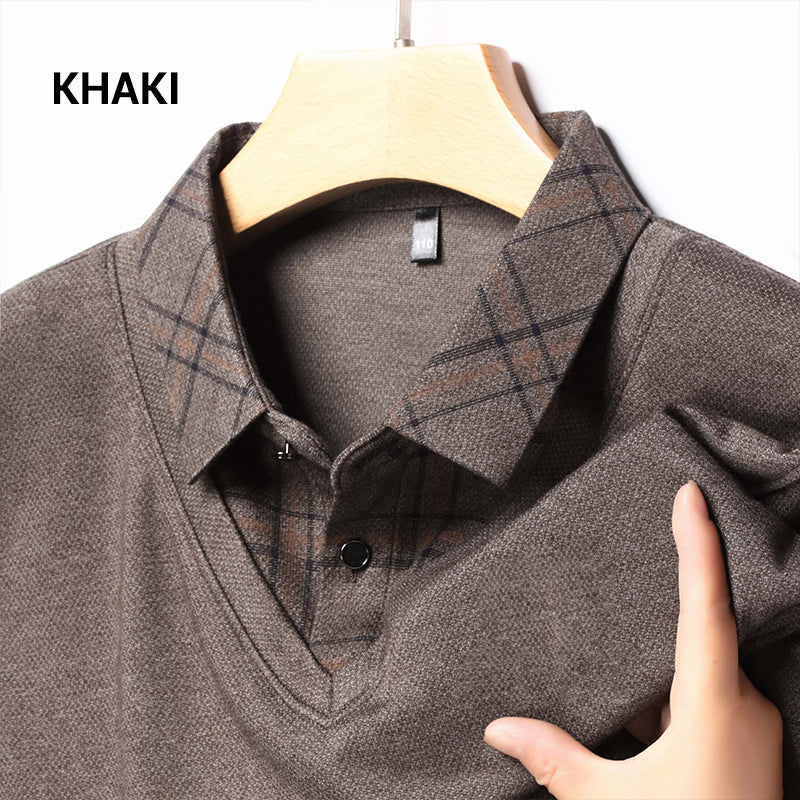 EliteLayer – Classic Faux Layered Long Sleeve Polo Shirt
