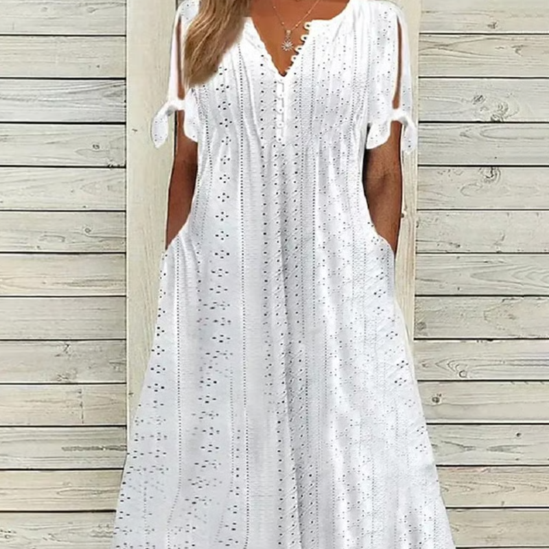 Arabella – Women's V-Neck Elegant Solid Dress