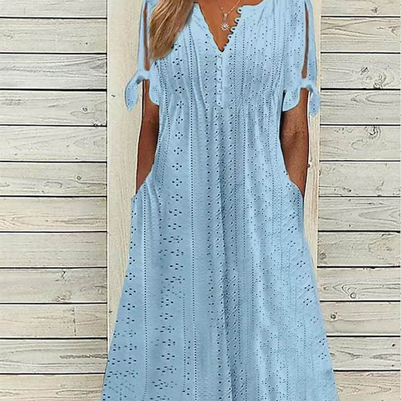 Arabella – Women's V-Neck Elegant Solid Dress
