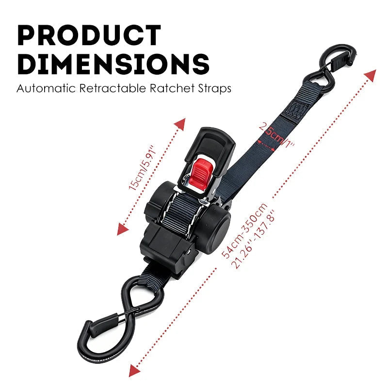 CargoGrip – Retractable Double-Hook Ratchet Strap