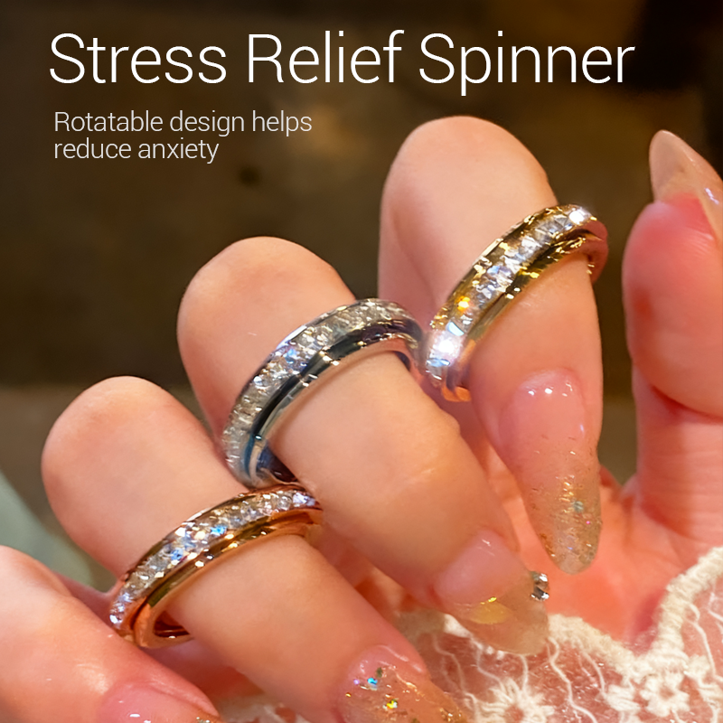 SpinLuxe – Titanium Spinner Ring with Zirconia