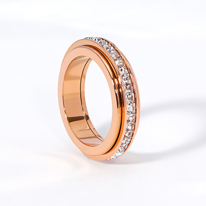 SpinLuxe – Titanium Spinner Ring with Zirconia