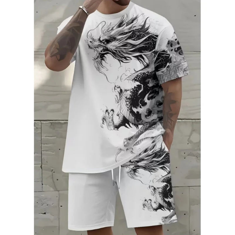VibeCore – Men’s Graphic Print T-Shirt & Shorts Set