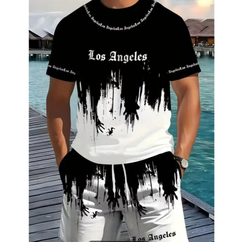VibeCore – Men’s Graphic Print T-Shirt & Shorts Set