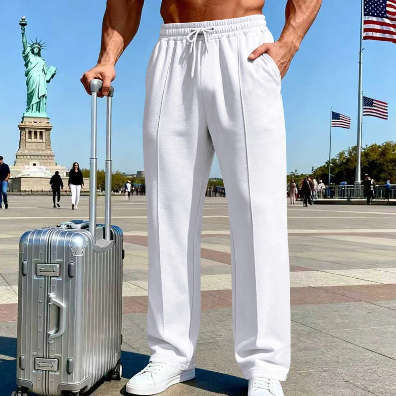UrbanEase – Men’s Elastic Waist Straight-Leg Pants