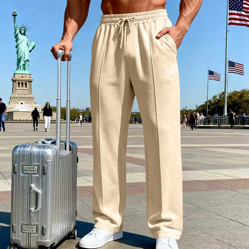 UrbanEase – Men’s Elastic Waist Straight-Leg Pants