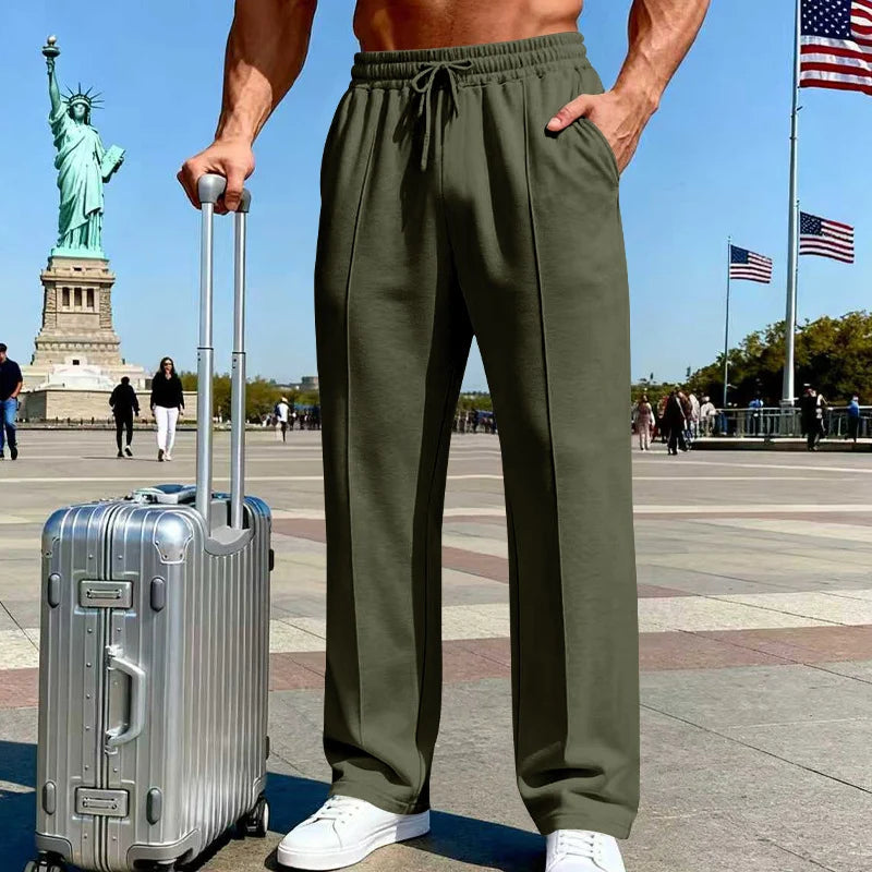 UrbanEase – Men’s Elastic Waist Straight-Leg Pants