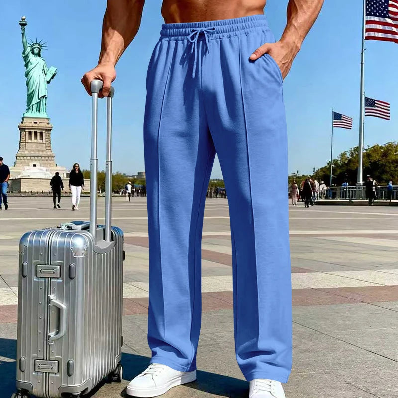 UrbanEase – Men’s Elastic Waist Straight-Leg Pants