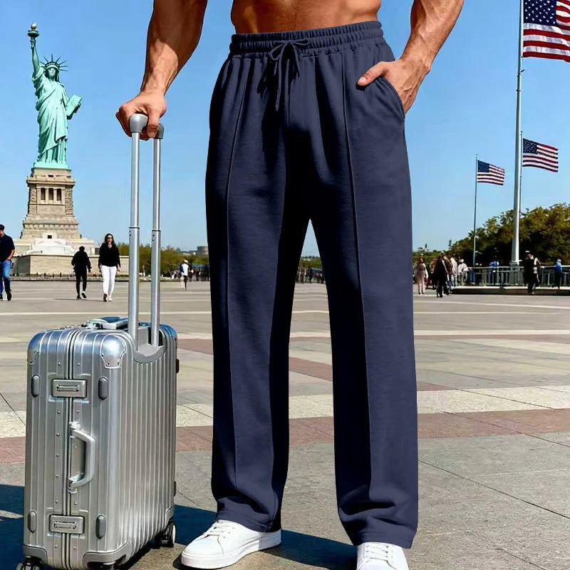 UrbanEase – Men’s Elastic Waist Straight-Leg Pants