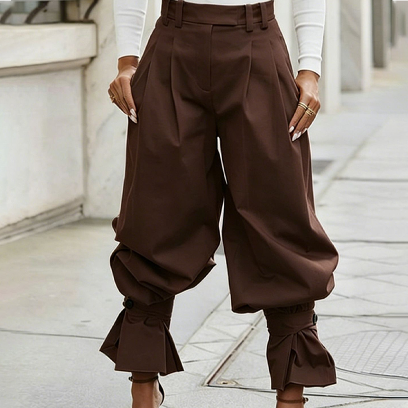 GraceLoom – Elegant Ruffled Cuff Lantern Pants