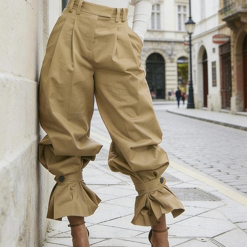 GraceLoom – Elegant Ruffled Cuff Lantern Pants