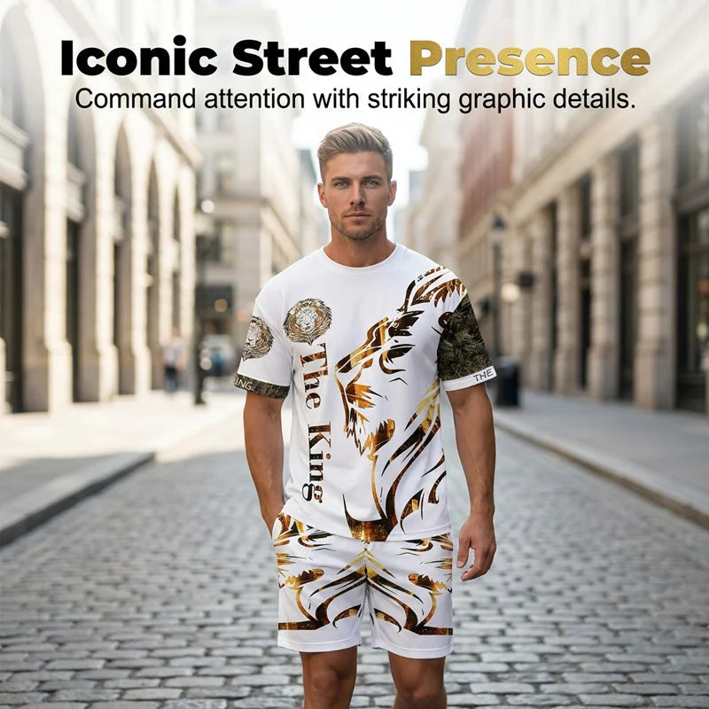 LionVibe – Men's Graphic 2-Piece Summer Set