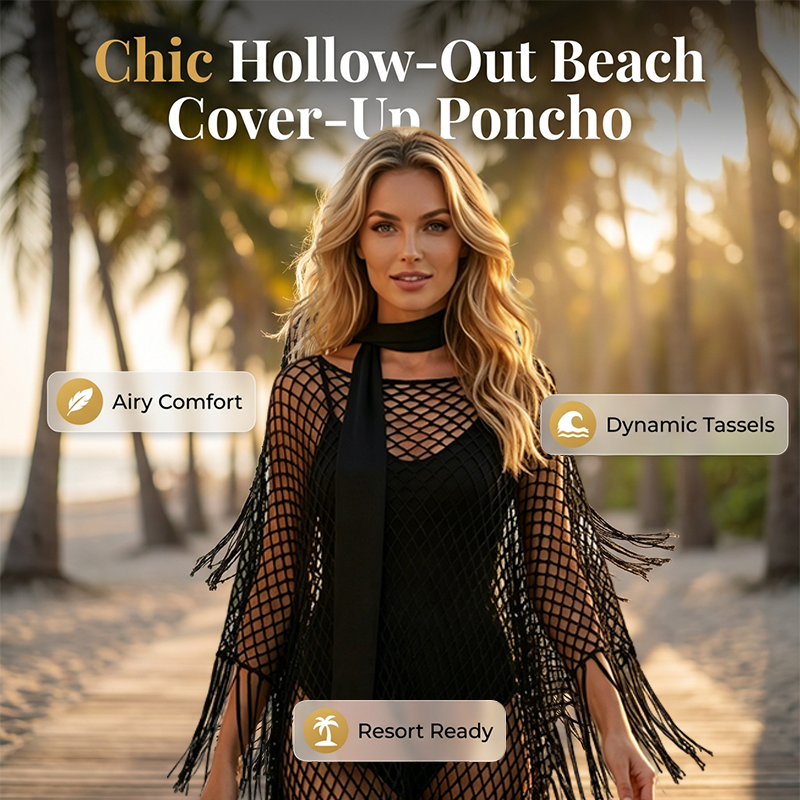 SunDrape – Flowy Tassel Crochet Beach Cover Up