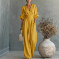 ElanVera – V-Neck High-Waisted WideLeg Jumpsuit