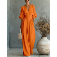 ElanVera – V-Neck High-Waisted WideLeg Jumpsuit