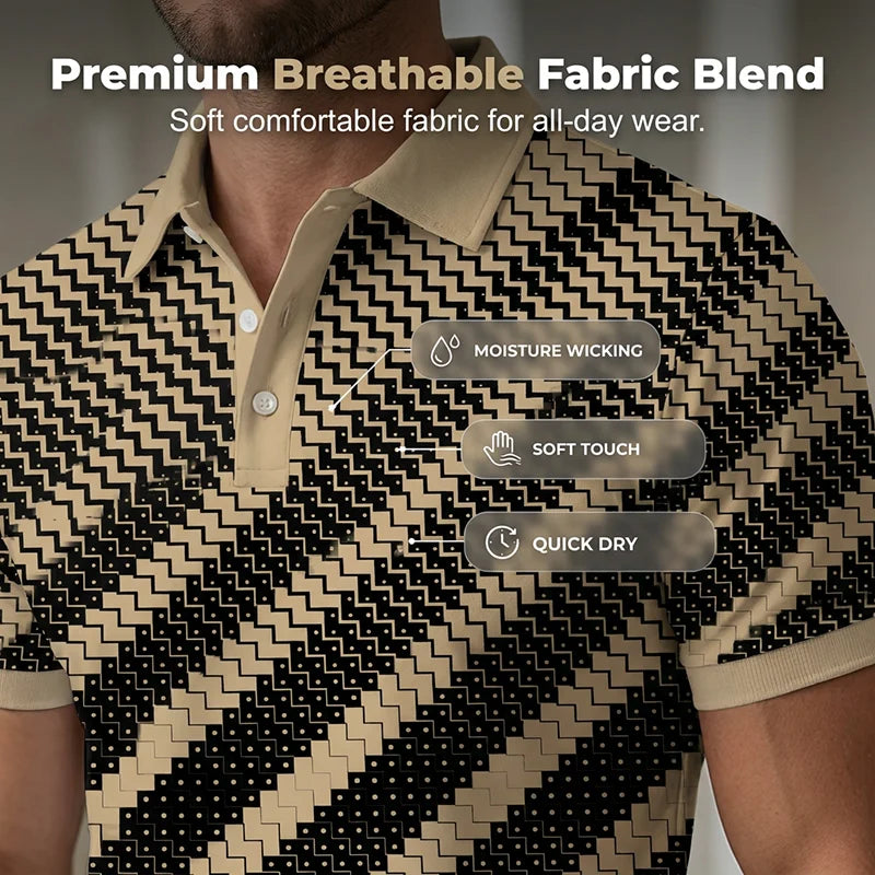 GeoVanta – Men's Geometric Print Collared Shirt