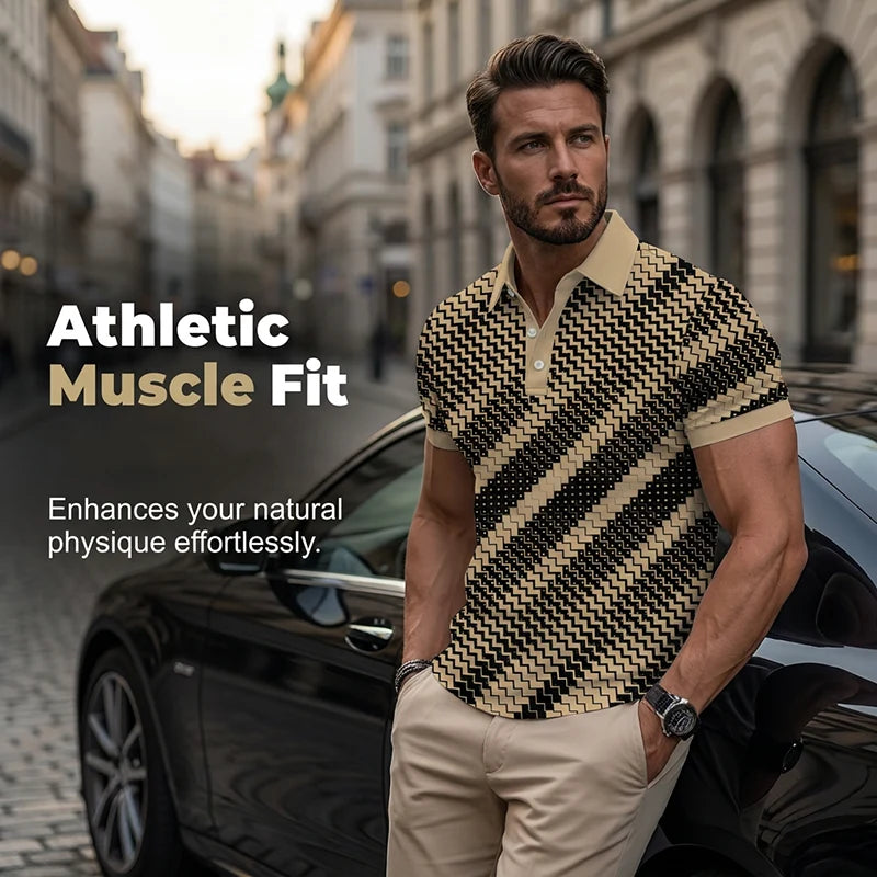 GeoVanta – Men's Geometric Print Collared Shirt