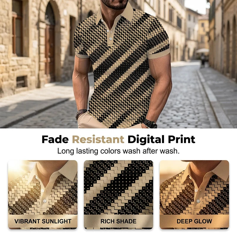 GeoVanta – Men's Geometric Print Collared Shirt