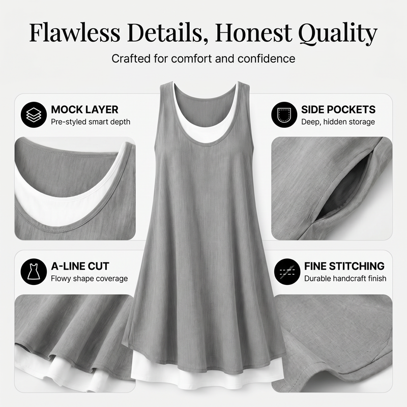 ChicLayer – Sleeveless Fake 2-Piece Dress