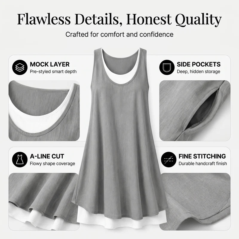 LunaDrape – Chic Layered Sleeveless Women's Dress