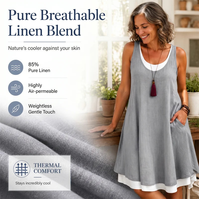 LunaDrape – Chic Layered Sleeveless Women's Dress