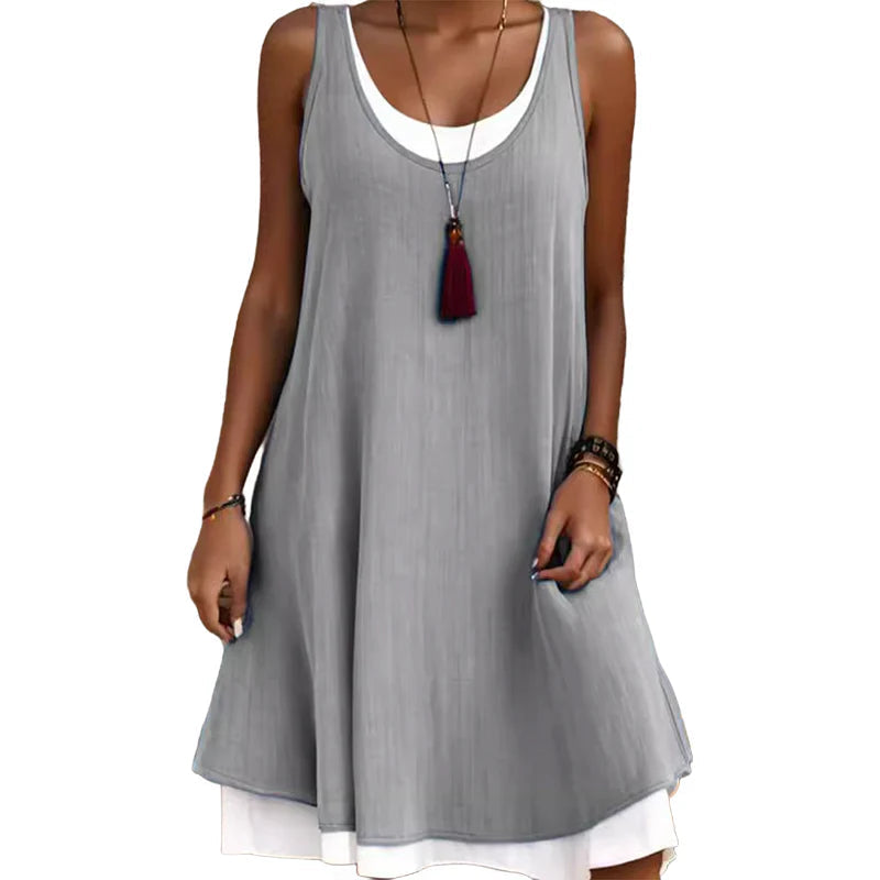 ChicLayer – Sleeveless Fake 2-Piece Dress