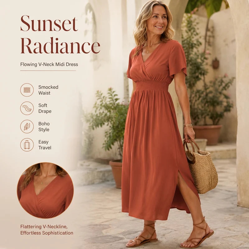 Alessia – Women's V-Neck Summer Maxi Dress