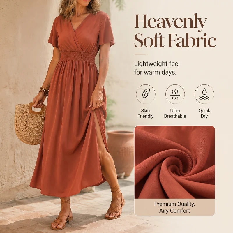 Alessia – Women's V-Neck Summer Maxi Dress