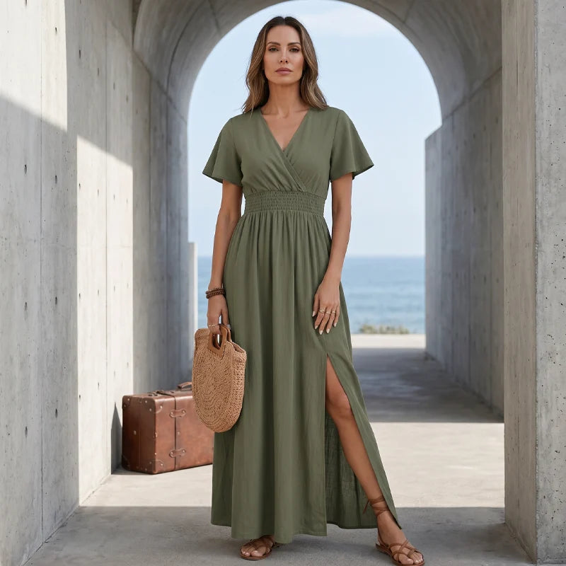 Alessia – Women's V-Neck Summer Maxi Dress