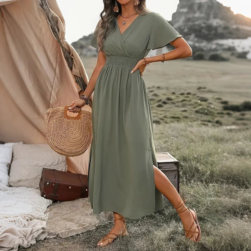 Alessia – Women's V-Neck Summer Maxi Dress