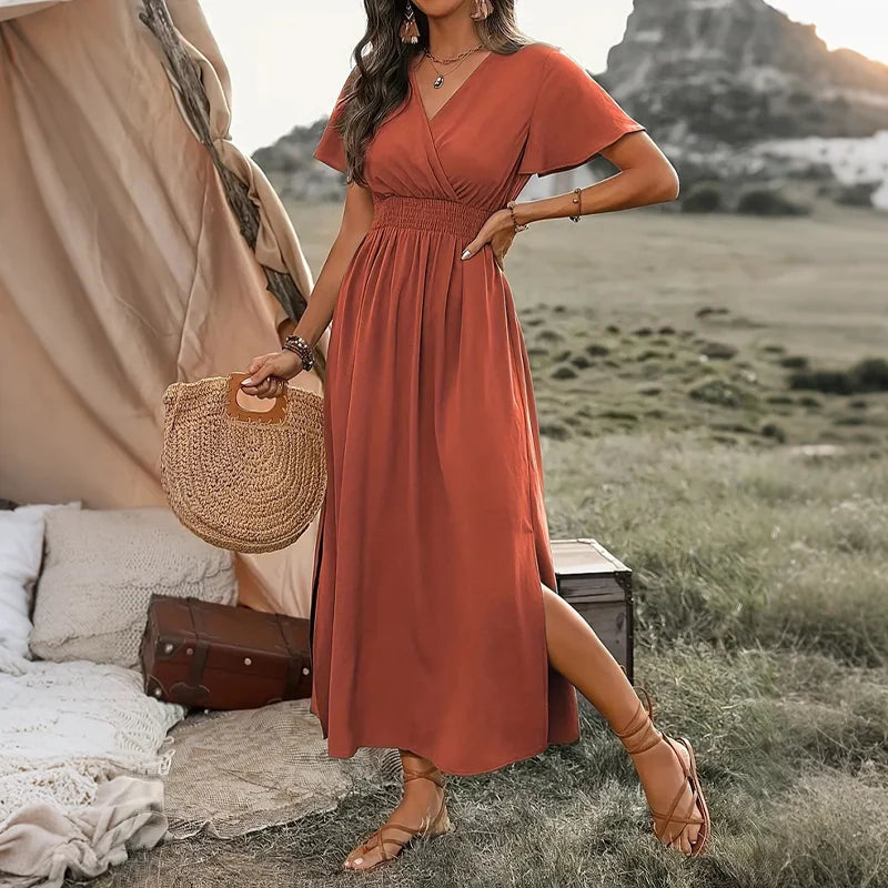 Alessia – Women's V-Neck Summer Maxi Dress