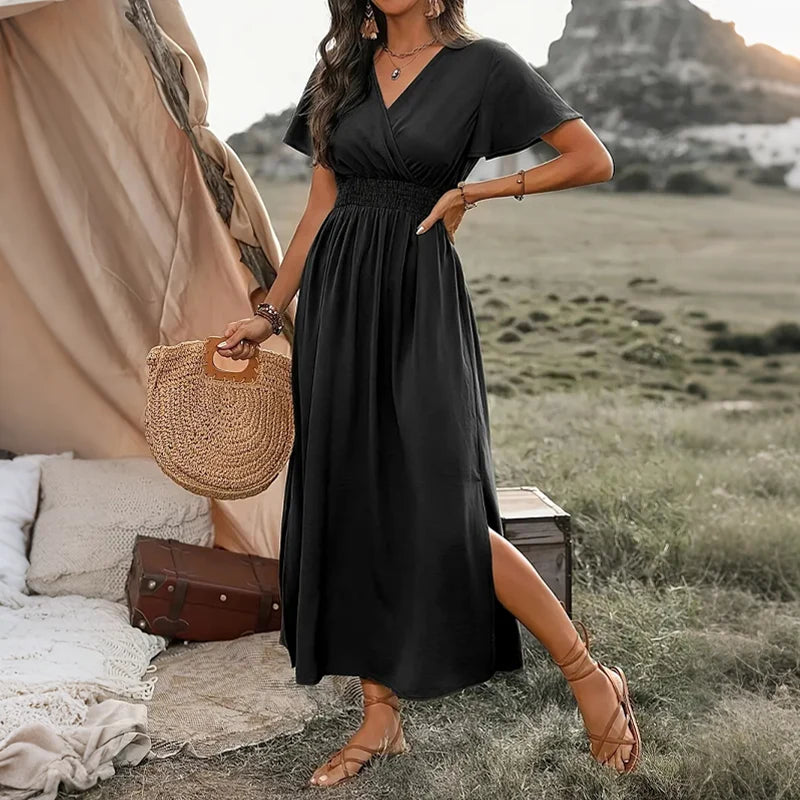 Alessia – Women's V-Neck Summer Maxi Dress