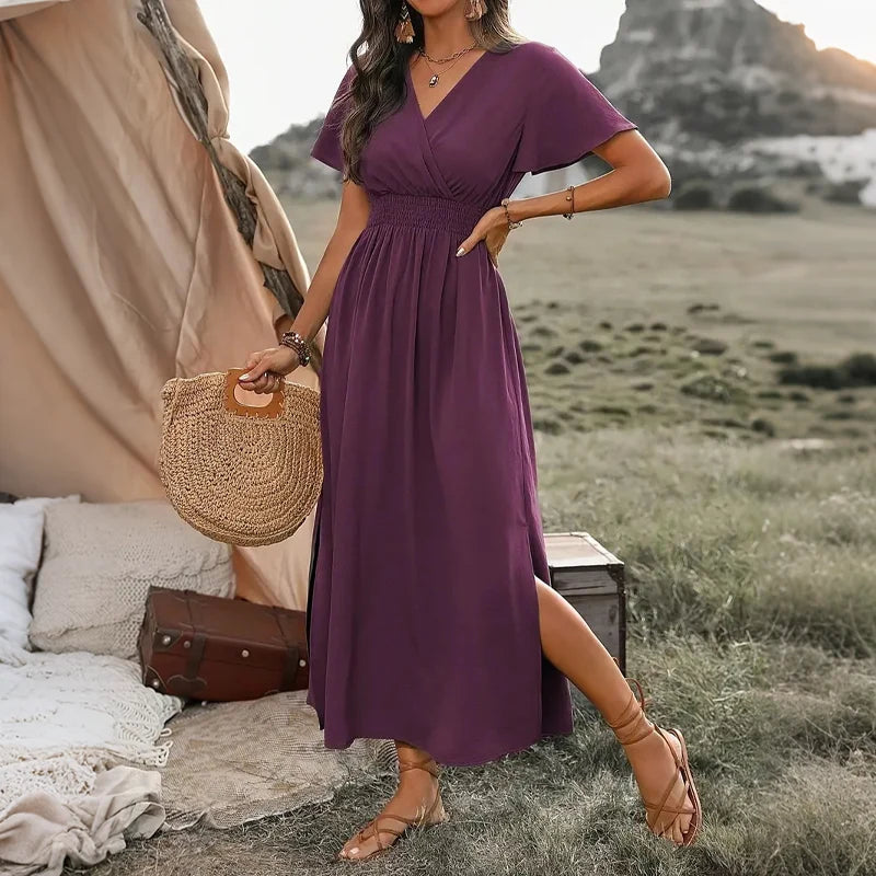 Alessia – Women's V-Neck Summer Maxi Dress