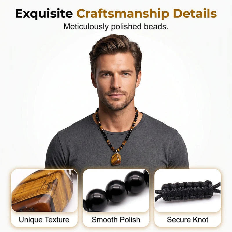 ValorStone – Natural Tiger Eye Energy Bead Necklace