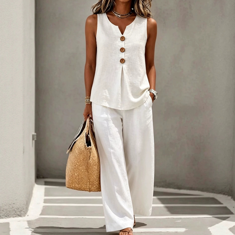 Marlowe – Women’s Button Top & Wide Leg Pants Co-Ord Set