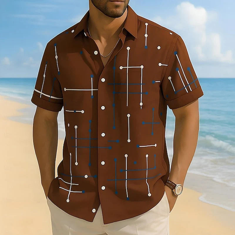 GeoEase – Men's Geometric Print Relaxed-Fit Shirt